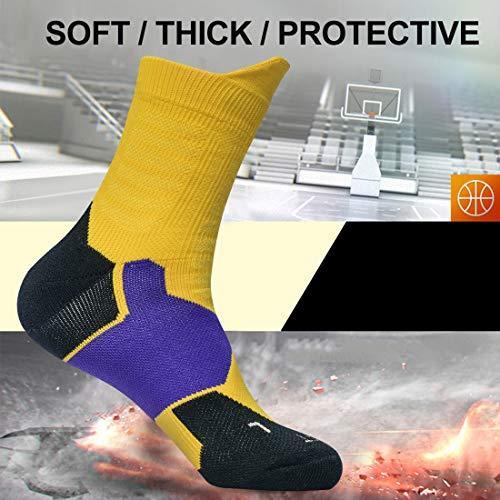 DISILE Elite Basketball Socks, Cushioned Dri-Fit Athletic Crew Socks - Thick Sports Socks For Men & Women