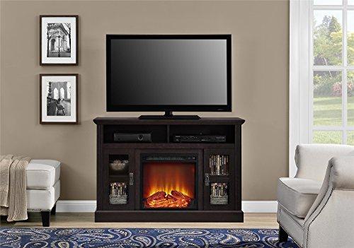 Ameriwood Home Chicago TV Stand with Fireplace, Rustic Gray