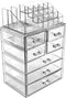 Sorbus Acrylic Cosmetic Makeup and Jewelry Storage Case Display-Spacious Design-for Bathroom, Dresser, Vanity and Countertop (4 Large, 2 Small Drawers, Clear)