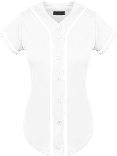 Hat and Beyond Womens Baseball Button Down Tee Short Sleeve Softball Jersey Active Shirts Made in USA