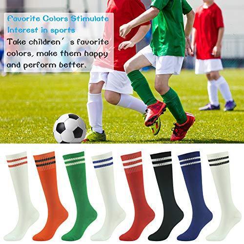 Youth Soccer Socks Fasoar Teens Knee High Football Socks Long Striped Rugby Tube Socks 2/6/10 Pairs