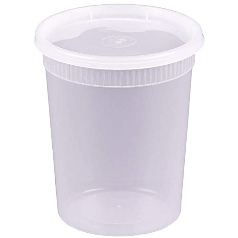 [24 Sets- 32 oz.] Plastic Deli Food Storage Containers With Airtight Lids