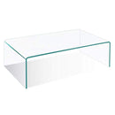 Tangkula Glass Coffee Table Modern Home Office Furniture Clear Tempered Glass End Table International Occasion Tea Table Waterfall Table with Rounded Edges