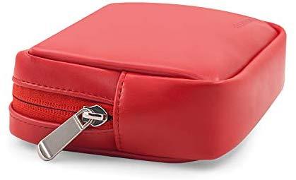 LENTION Split Leather Carrying Storage Pouch, Universal Electronic Accessories Sleeve Case for Laptop/Tablet Power Adapter, MacBook Air/Pro Charger, Wireless Mouse, Mac Gadget and More (Red)