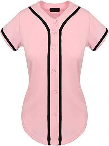 Hat and Beyond Womens Baseball Button Down Tee Short Sleeve Softball Jersey Active Shirts Made in USA