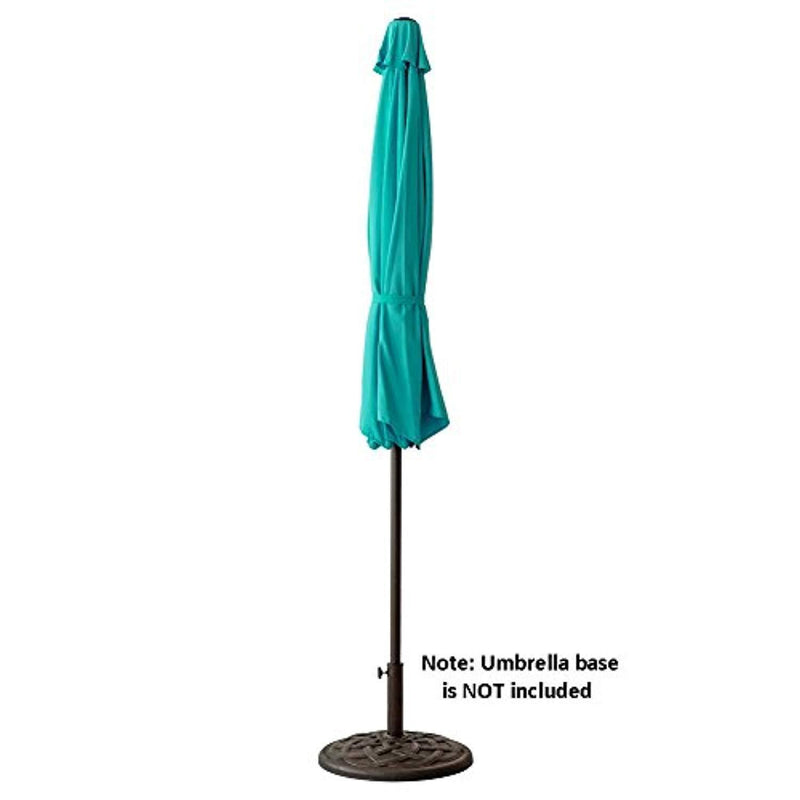 C-Hopetree 11' Patio Outdoor Market Umbrella with Crank Winder, Fiberglass Rib Tips, Push Button Tilt, Aqua Blue