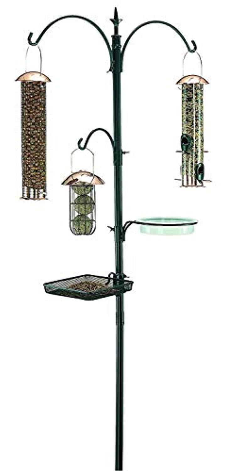 J Miles UH-BS254 Premium Bird Feeding Station Kit, 22" Wide x 91" Tall , A Multi Feeder Hanging Kit and Bird Bath For Attracting Wild Birds