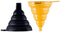 Deiss ART Silicone Collapsible Funnel Set - Rounded & Squared Foldable Funnels - Food Grade, BPA free, Dishwasher Safe - Set of 2 (Black, Yellow)