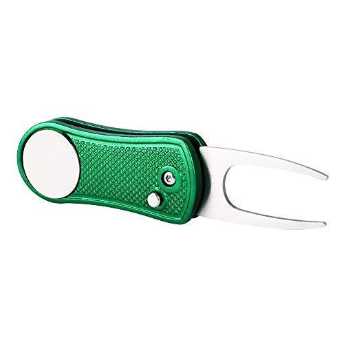 Mile High Life All Metal Foldable Golf Divot Tool with Pop-up Button & Magnetic Ball Marker (Multi-Colors/Shape)