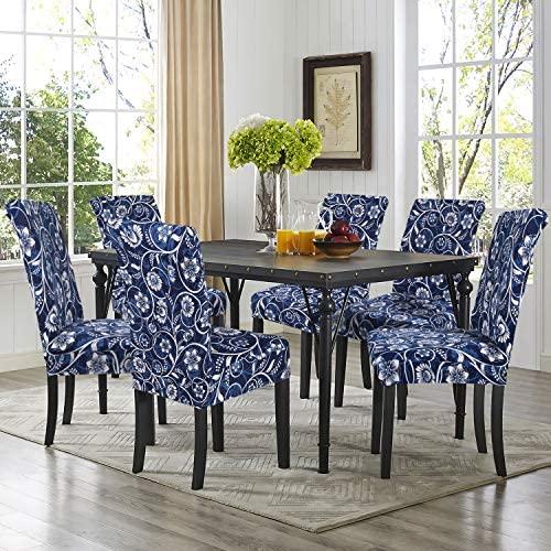 smiry Stretch Printed Dining Chair Covers, Spandex Removable Washable Dining Chair Protector Slipcovers for Home, Kitchen, Party, Restaurant - Set of 6, Black Baroque