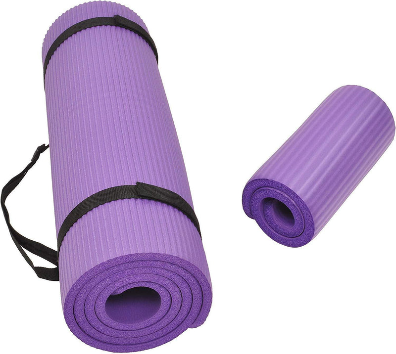 BalanceFrom GoYoga+ All-Purpose 1/2-Inch Extra Thick High Density Anti-Tear Exercise Yoga Mat and Knee Pad with Carrying Strap