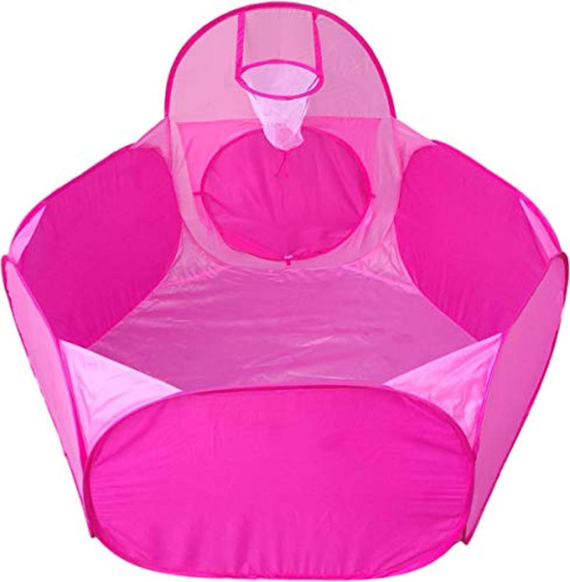 Playz 3pc Girls Princess Fairy Tale Castle Play Tent, Crawl Tunnel & Ball Pit w/ Pink Prairie Design - Foldable for Indoor & Outdoor Use w/ Zipper Storage Case
