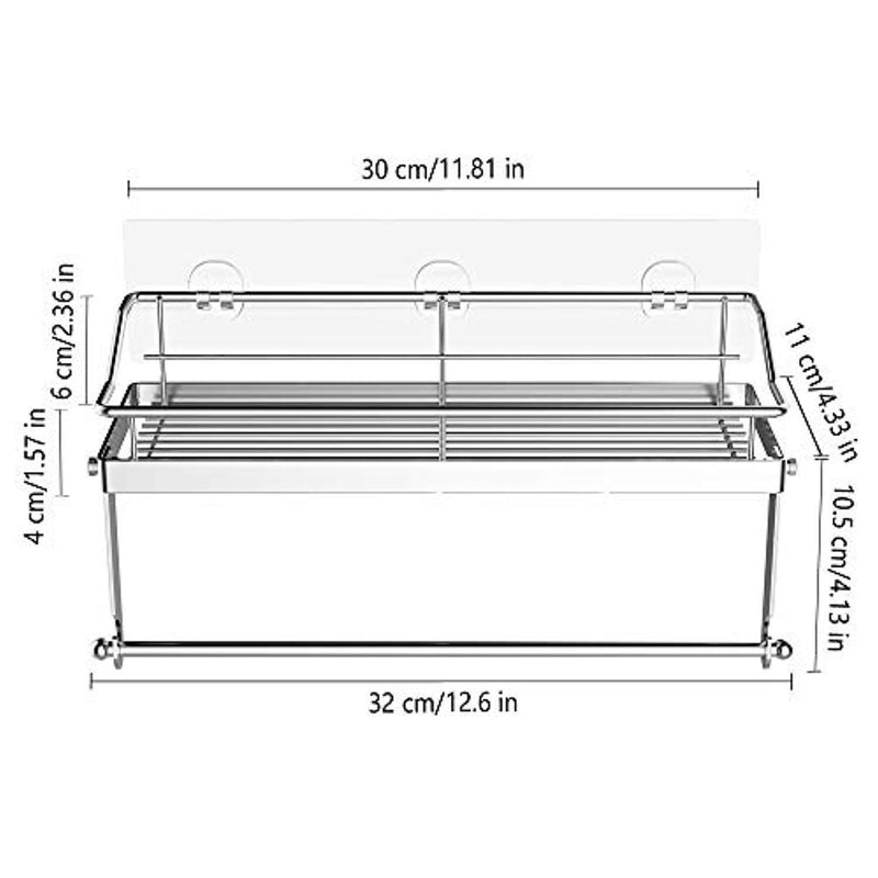 ODesign 2-in-1 Paper Towel Holder with Shelf for Kitchen Shower Bathroom SUS 304 Stainless Steel - No Drilling