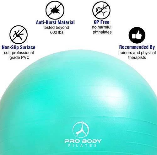 Exercise Ball - Professional Grade Anti-Burst Fitness, Balance Ball for Pilates, Yoga, Birthing, Stability Gym Workout Training and Physical Therapy
