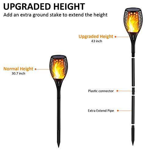 Gold Armour Solar Lights Outdoor - Flickering Flames Torch Solar Path Light - Dancing Flame Lighting 96 LED Dusk to Dawn Flickering Tiki Torches Outdoor Waterproof Garden (4 Pack)