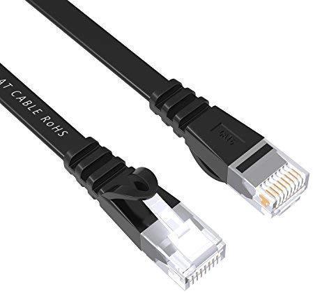 Lovicool Cat 6 Ethernet Patch Cable 100 ft Black, 4-Pair UTP Flat Networking Patch LAN Cable Ethernet Cords Network Wire Speed up to 250MHz with RJ45 Connectors 30m