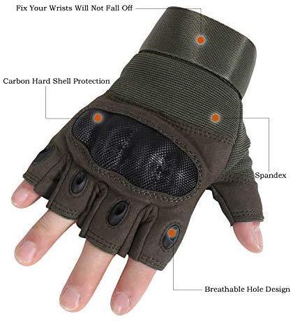 HIKEMAN Tactical Army Military Gloves Rubber Hard Knuckle Outdoor Full Finger Touch Screen Gloves for Men Fit for Cycling Motorcycle Hunting Shooting Hiking Camping Airsoft Paintball
