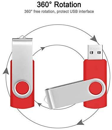 Thumb Drive 8GB Flash Drive Bulk 10 Pack Portable Zip Drives 8 GB, Swivel USB 2.0 Memory Sticks Multipack Jump Drives with Led Indicator, FEBNISCTE Black Pendrive Data Storage with 10pcs Ropes