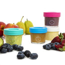 Glass Baby Food Storage Containers - Set contains 12 Small Reusable 4oz Jars with Airtight Lids - Safely Freeze your Homemade Baby Food