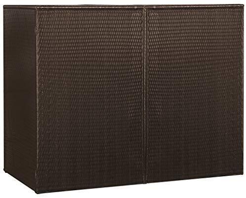 Canditree Storage Shed Poly Rattan for Garbage Cans, Garden Tools, Bin Shed for Patio Backyard Garden 60.2"x30.7"x47.2", Brown