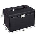 SONGMICS Jewelry Box, Girls Jewelry Organizer, Mini Travel Case, Mirror, Watch Organizer, Lockable, Black, UJBC121B