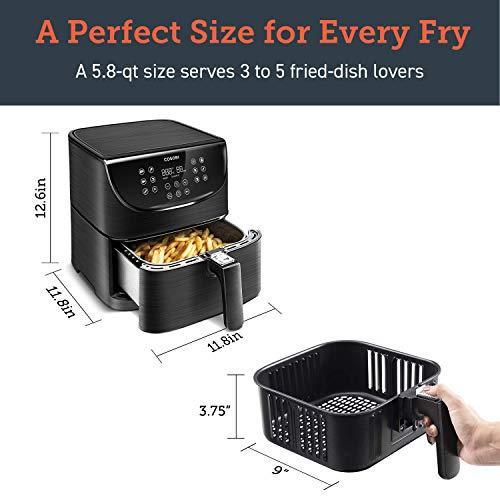 COSORI Air Fryer,Max XL 5.8 Quart,1700-Watt Electric Hot Air Fryers Oven & Oilless Cooker for Roasting,LED Digital Touchscreen with 11 Presets,Nonstick Basket,ETL Listed(100 Recipes)