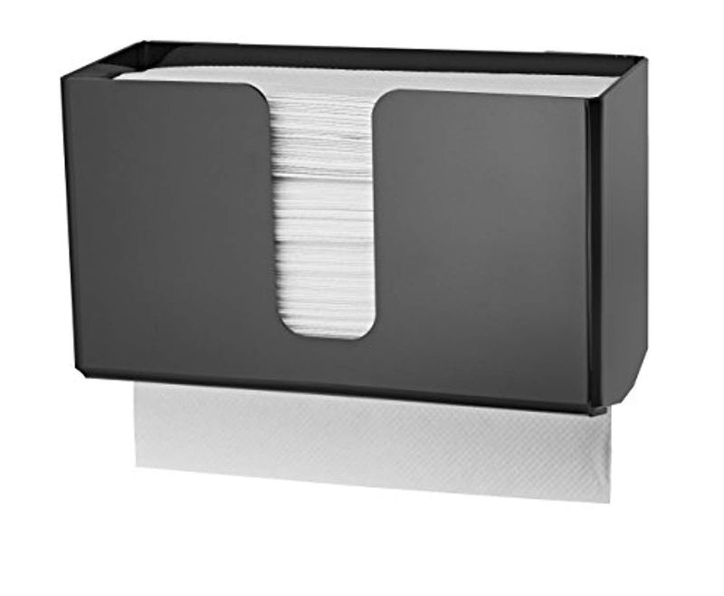 Alpine Industries Acrylic Wall-Mounted Paper Towel Dispenser - Single or Multiple Towel Retrieval - Bi Fold and C Fold (Black)