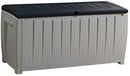 Keter Novel 90 Gallon Resin Outdoor Storage Box for Patio Furniture Cushions, 90-Gallon, Grey/Black