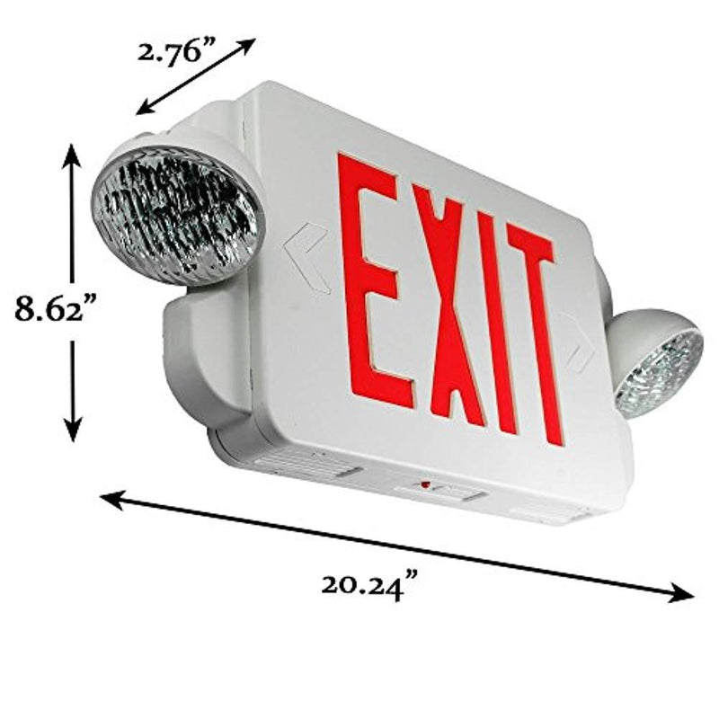 eTopLighting 2 Packs of LED Red Exit Sign Emergency Light Combo with Battery Back-Up UL924 ETL listed, EL2BR-2