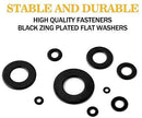 VIGRUE Black Zinc Plated Alloy Steel Flat Washers Set Washers Hardware Assortment 684 Pieces -9 Sizes M2 M2.5 M3 M4 M5 M6 M8 M10 M12