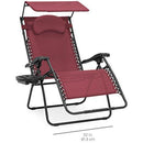 Best Choice Products Oversized Zero Gravity Reclining Lounge Patio Chair w/Folding Canopy Shade and Cup Holder - Navy
