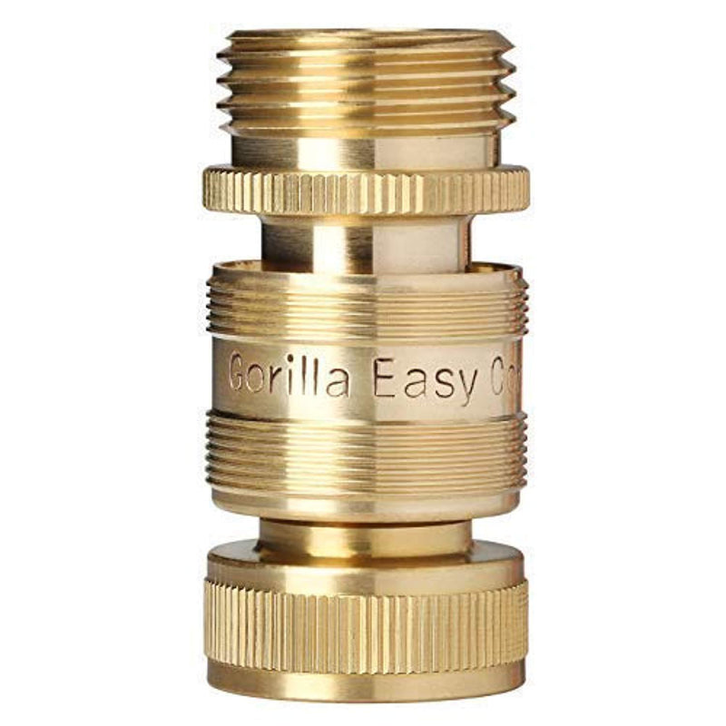 GORILLA EASY CONNECT Garden Hose Quick Connect Fittings. ¾ Inch GHT Solid Brass. 4 Sets of Male & Female Connectors.