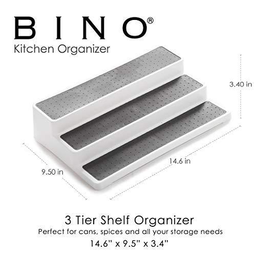 BINO 'Stadium' 3-Tiered Pantry Cabinet Plastic Storage Organizer Rack – Storage for Kitchen, Refrigerator, Freezer and Pantry, Clear