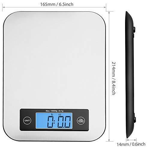 Digital Kitchen Scale Food Scales, TOBOX Postage Scale Multifunction Stainless Steel Accuracy with LCD Display and Tare Function for Baking and Cooking 22 lb 10 kg