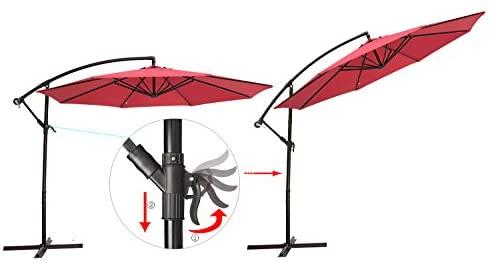 Nature's Blossom 10 Ft Cantilever Offset Patio Umbrella Outdoor Aluminum Hanging Umbrella with Crank and Air Vent, 8 Ribs, Taupe