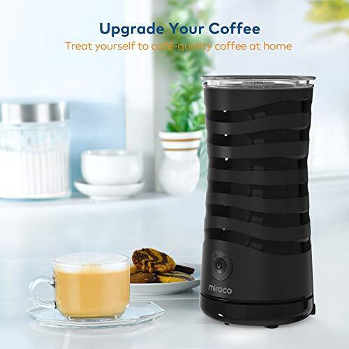 Milk Frother Miroco Electric Milk Steamer Automatic Soft Foam Maker Cold Hot Milk Warmer Silent Operation for Cappuccino, Latte, Coffee White