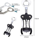 FOHO Wine Opener, Multifunctional Wing Corkscrew Wine Bottle Opener for all Cork Stoppered and Beer Cap Bottles, Luxury Waiter Corkscrew with Stopper Set for Wine Enthusiast, Waiters - Black