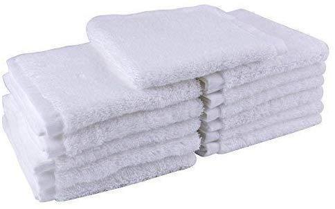 THETIS Homes Luxury Egyptian Cotton Washcloth (12-Pack, White, 12x12 Inches) - Super Soft, Fast Drying & Highly Absorbent for Bath, Kitchen, Office & Gym