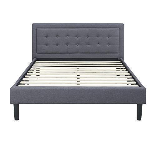 Classic Brands DeCoro Mornington Upholstered Platform Bed | Headboard and Metal Frame with Wood Slat Support | Grey, Queen