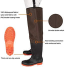 CKd G1 Bootfoot Hip Wader, Nylon & PVC Double Layers, Fishing & Hunting Waterproof Coating Fabric, Cleated Outsole with Steel Plate, Adjustable Side Strap, Release Buckles, Unisex