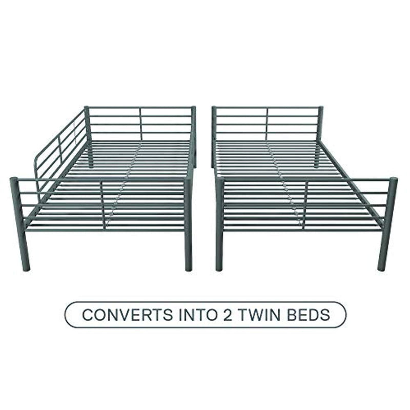 DHP Tailor Convertible Bunk bed, Converts to two Twin Beds, Twin-over-Twin, Silver