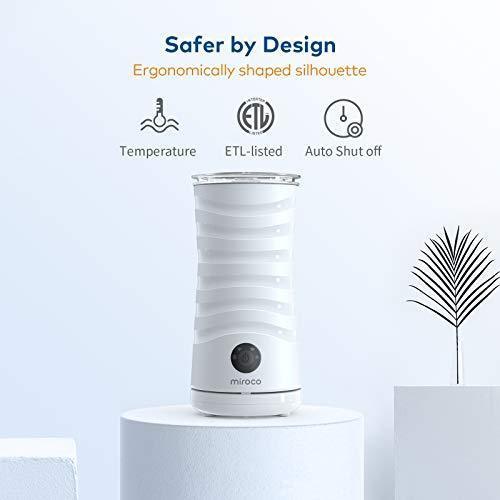 Milk Frother Miroco Electric Milk Steamer Automatic Soft Foam Maker Cold Hot Milk Warmer Silent Operation for Cappuccino, Latte, Coffee White