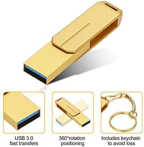 USB Flash Drive 1TB External Storage Thumb Drive Portable USB Stick Pen Drive Keychain Memory Stick for Daily Storage (Gold-1)