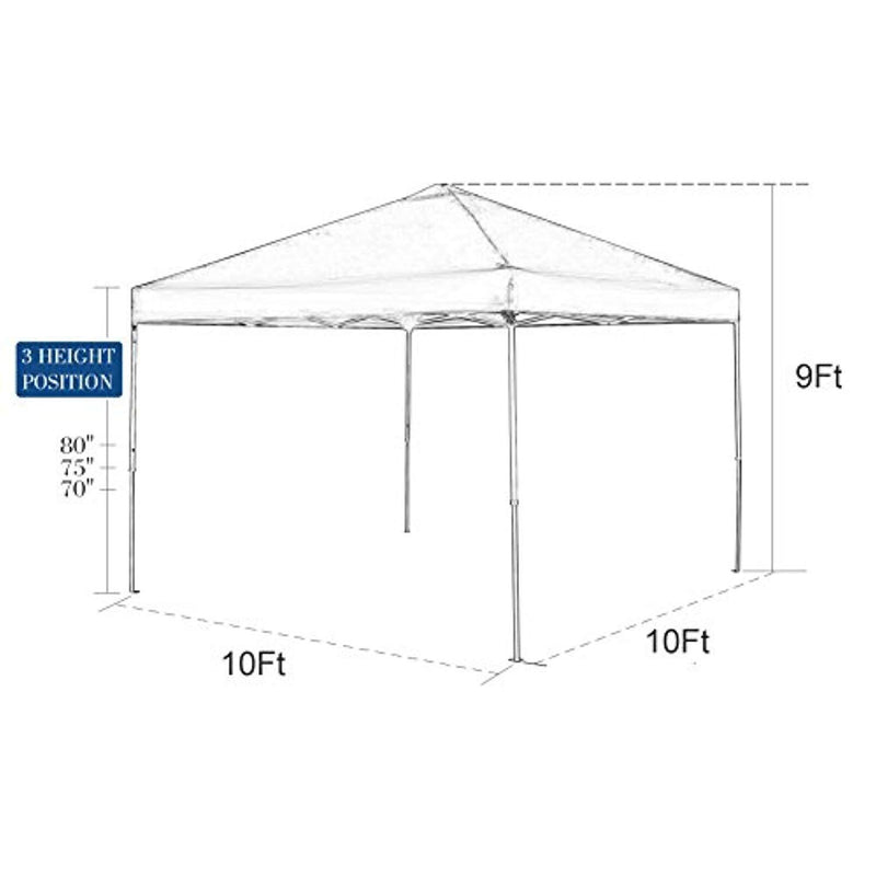 Blissun 10 x 10 Ft Outdoor Portable Instant Pop-Up Canopy Tent with Roller Bag (Blue)