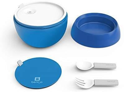 Bentgo Bowl (Blue) – Insulated, BPA-Free Lunch Container with Collapsible Utensils Set – Leakproof Bowl Holds Soups, Stews, Noodles, Hot Cereals & More On-the-Go