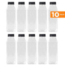 16 Oz Clear Plastic Juice/Dressing PET Square Container Bottles w/ Black Tamper Evident Caps by Pexale(TM)- (Pack of 10) (10)