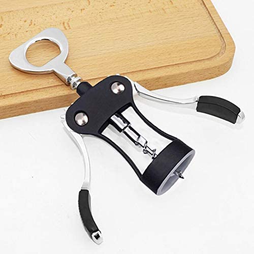 FOHO Wine Opener, Multifunctional Wing Corkscrew Wine Bottle Opener for all Cork Stoppered and Beer Cap Bottles, Luxury Waiter Corkscrew with Stopper Set for Wine Enthusiast, Waiters - Black