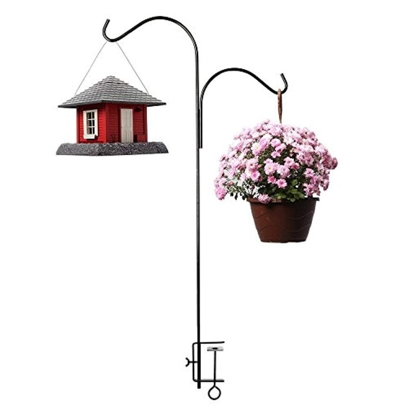 Ashman Double Span Black Deck Hook, Made of Premium Metal, Super Strong with 46-Inch Length and ideal for Bird Feeders, Plant Hangers, Coconut Shell Hanging Baskets, Lanterns and Wind Chimes and more!