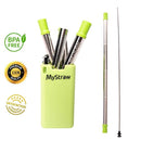 he Original MyStraw Folding Drinking Stainless Steel Metal Straw | Collapsible Reusable-Medical Food Grade | Portable with Case Keychain Cleaning Brush | Wide Mouth (Black Sand)