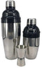 Premium Cocktail Shaker Set – 2 Professional Stainless Steel Martini Shakers (12 Ounce and 24 Ounce) – Built-In Strainer – Double Jigger Included – Bonus Cocktail Recipe eBook (Semi-Black)